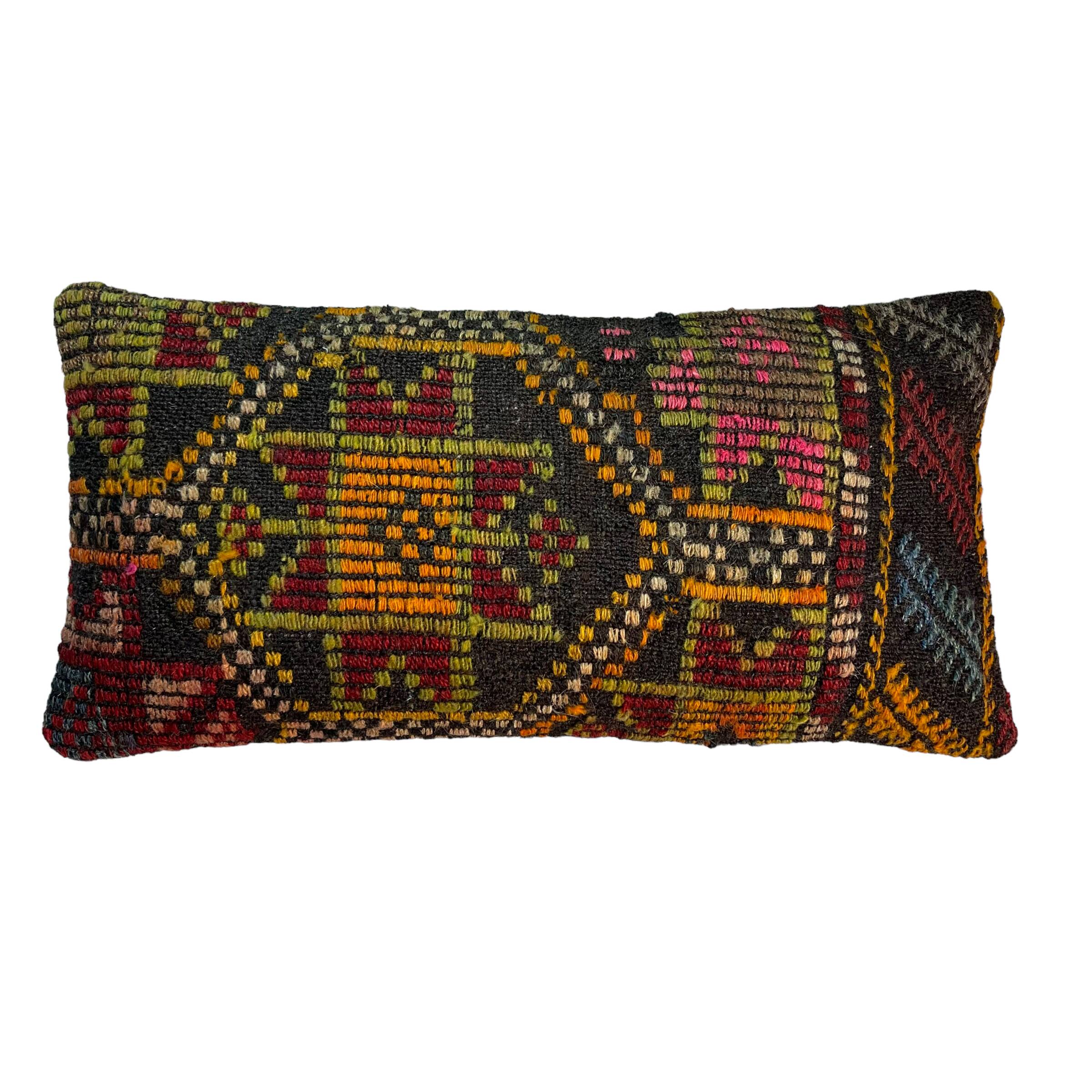 Vintage turkish kilim cushion cover , 30 x 60 cm