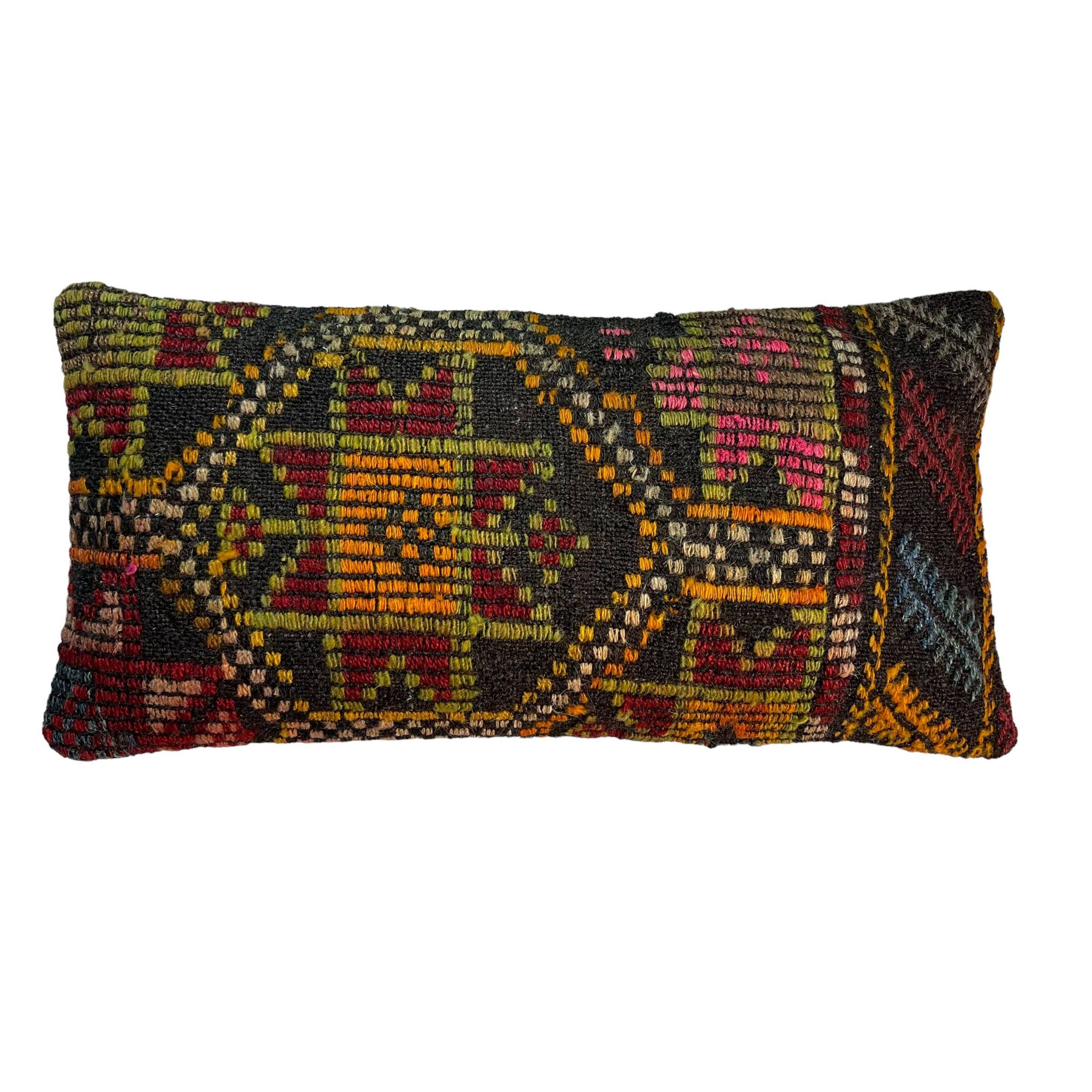 Vintage turkish kilim cushion cover , 30 x 60 cm