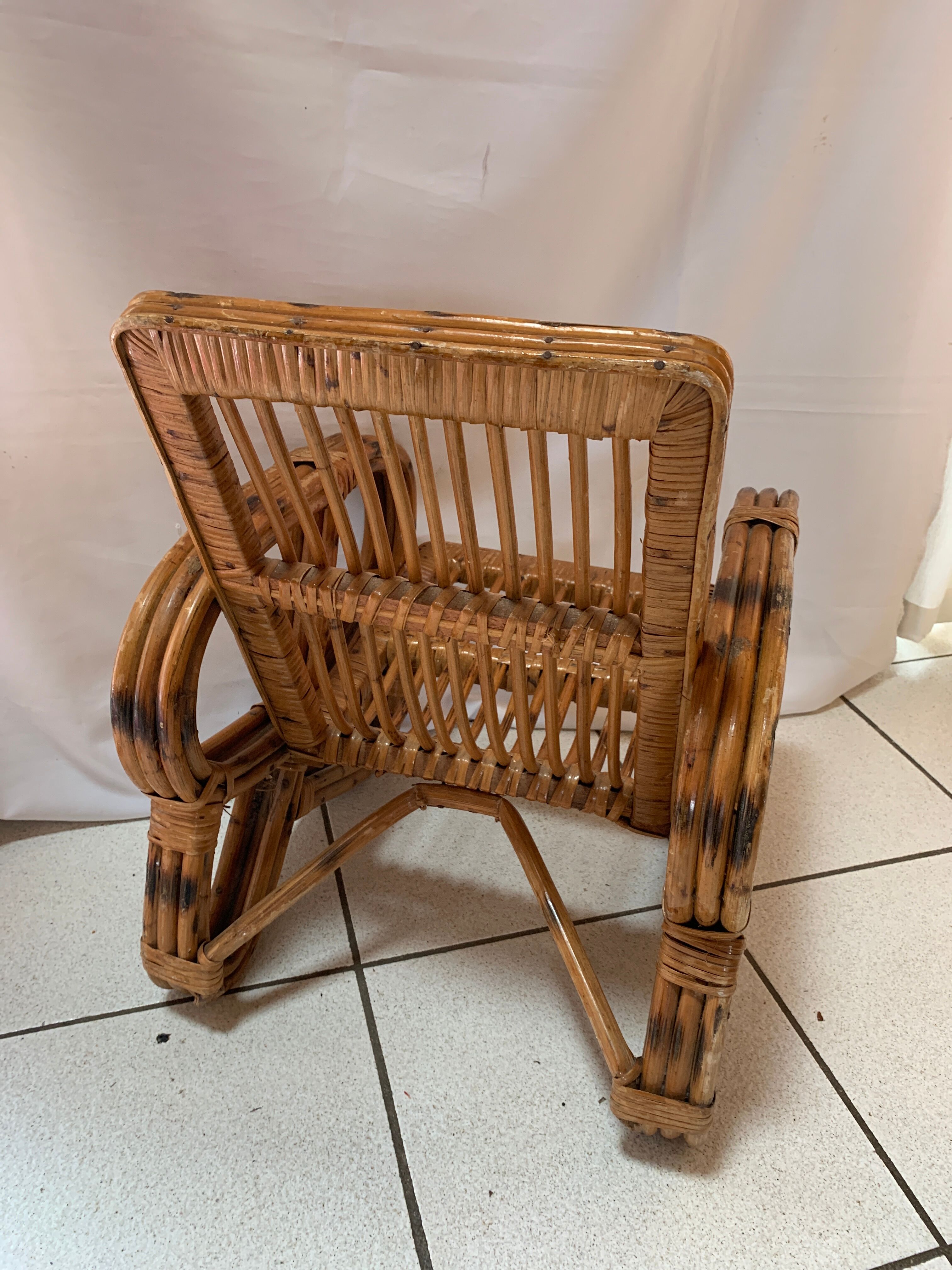 Low bamboo armchairs