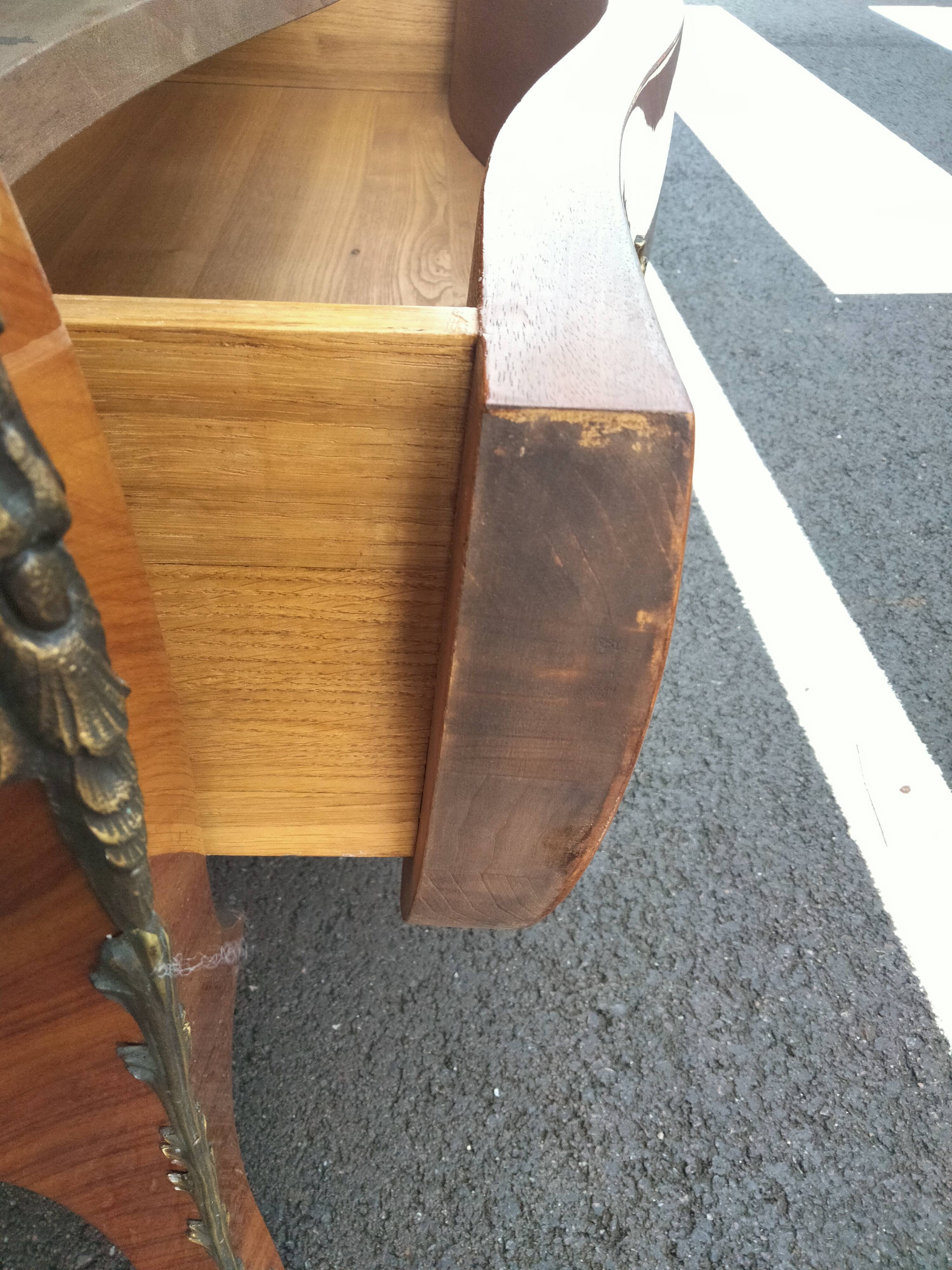 Old style chest of drawers Louis XV marquetry marble top