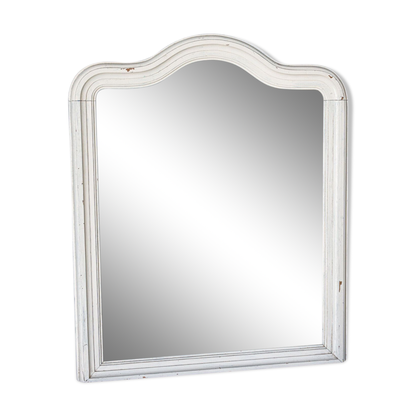 Wooden mirror Early twentieth Creamy white patina Original background