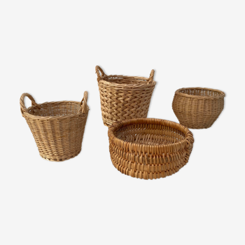 Set of 4 rattan pot cover baskets