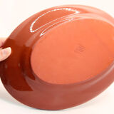 Artisanal oval dish of Portugal in glazed and flowery clay