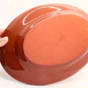 Artisanal oval dish of Portugal in glazed and flowery clay