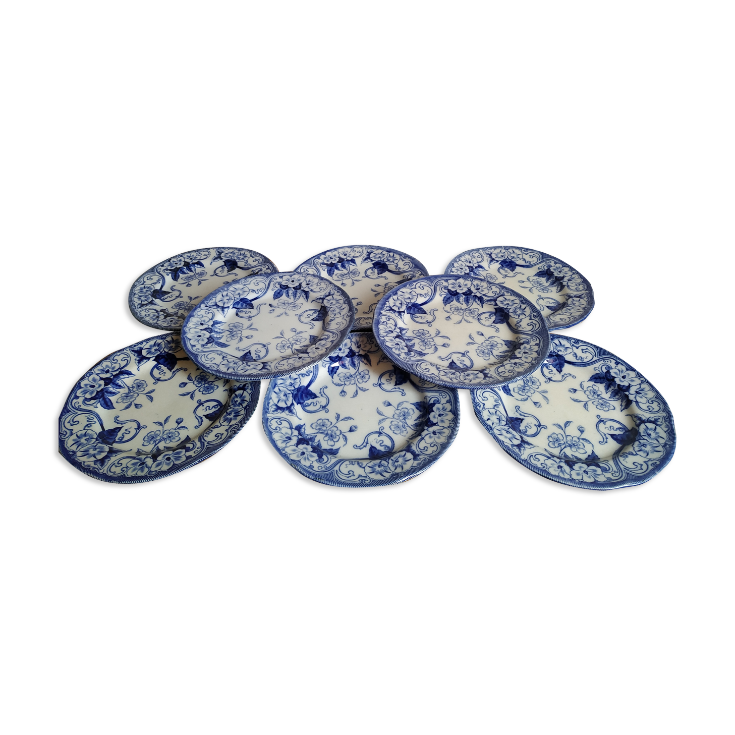 8 dessert plates from Flora Creil and Montereau