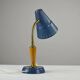 Blue Metal, Brass & Teak Table or Desk Lamp by Ringus, Sweden, 1950s