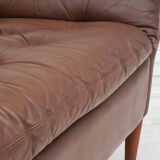 Danish 2-seater sofa, original brown leather, 70s