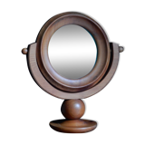 Round mirror psyche of wooden table