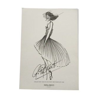 NINA ricci: pretty fashion illustration / drawing / sketch / drawing of press mode - time: end of the 1990s