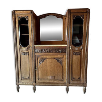 Large art deco dresser with marble top and mirror