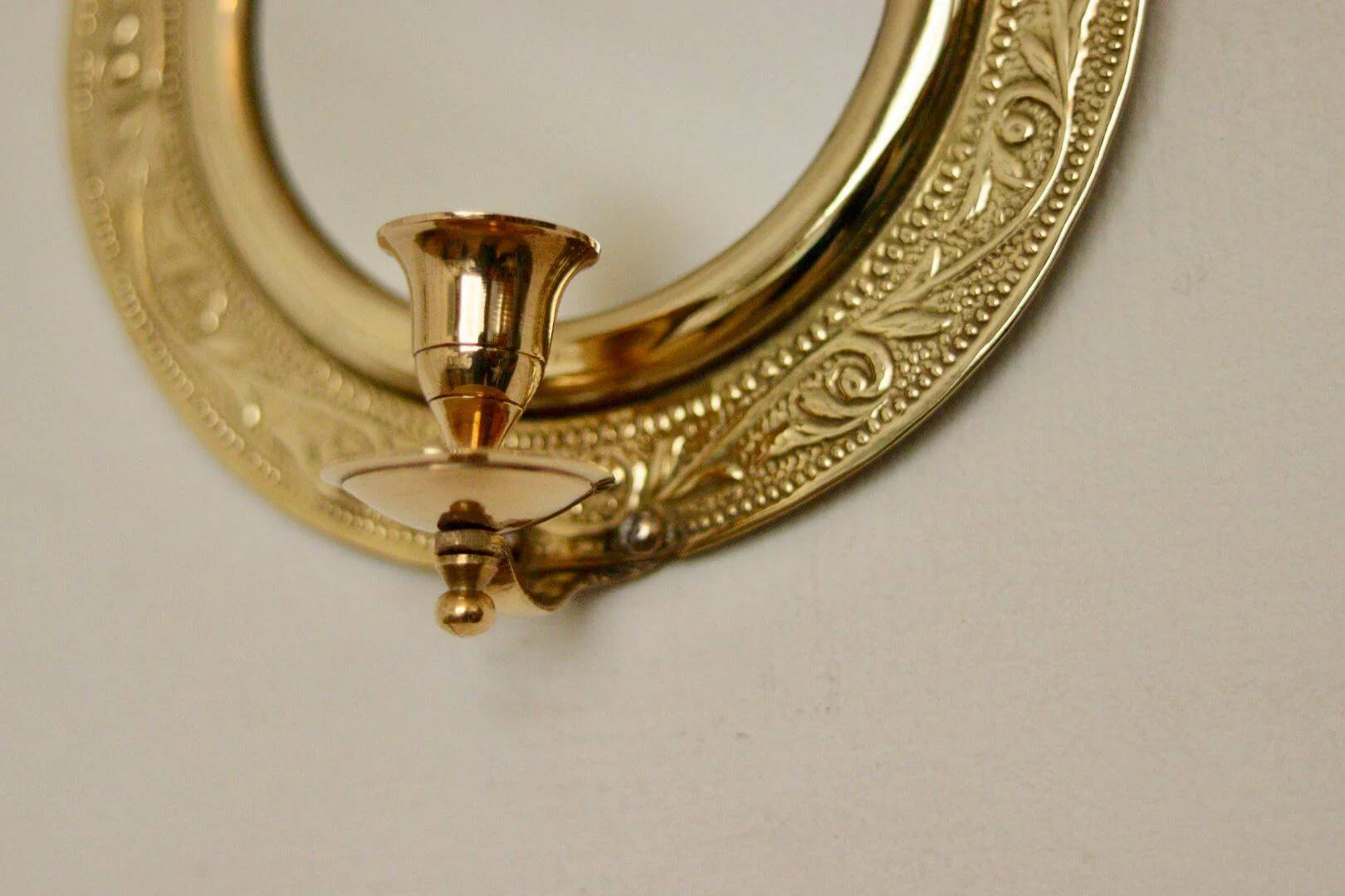 Applique murale vintage en laiton avec miroir