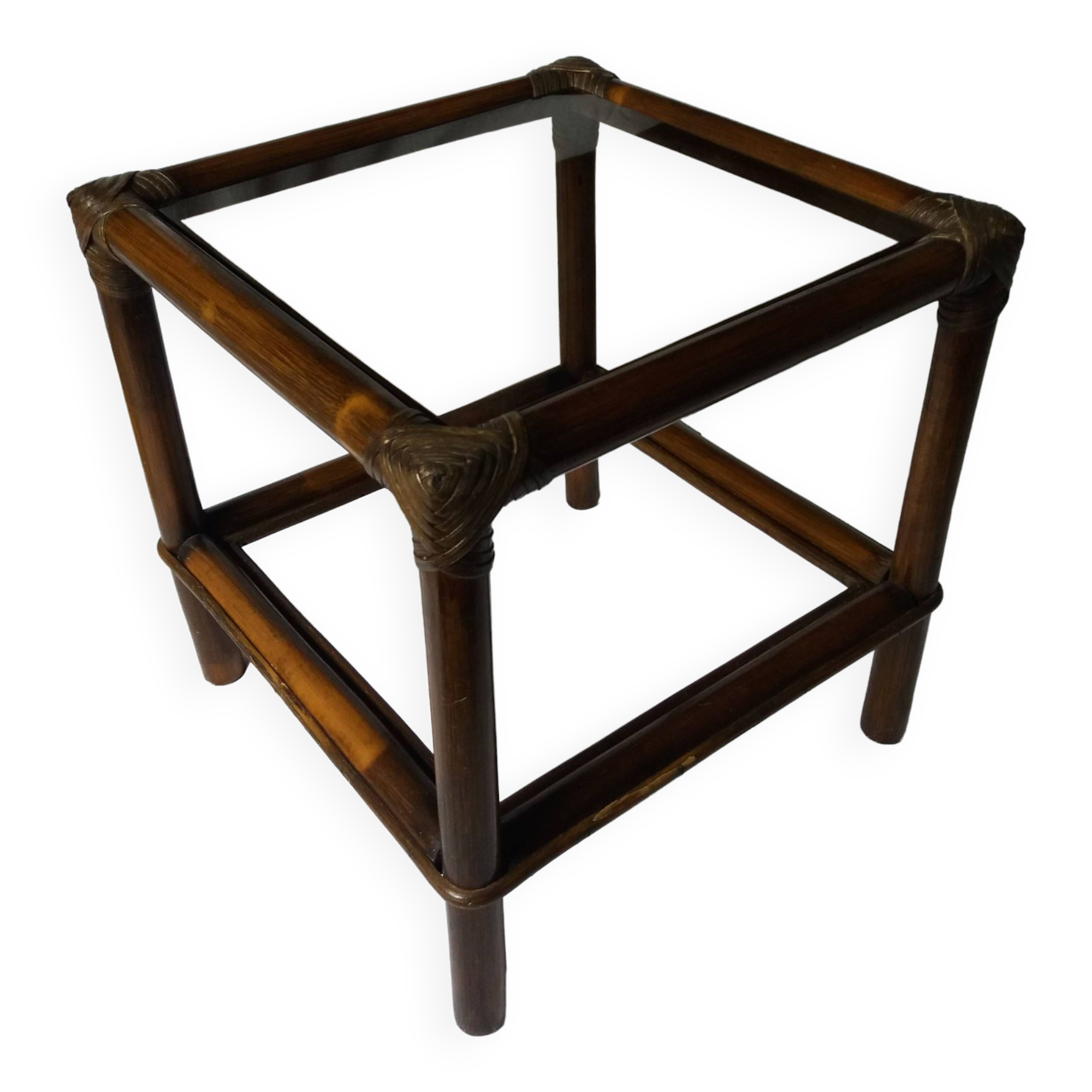 Wicker rattan glass end table