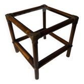 Wicker rattan glass end table