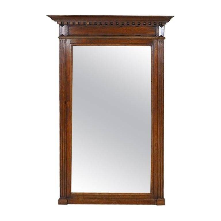 Renaissance Revival Mirror in Brown Oak Frame, 1950s