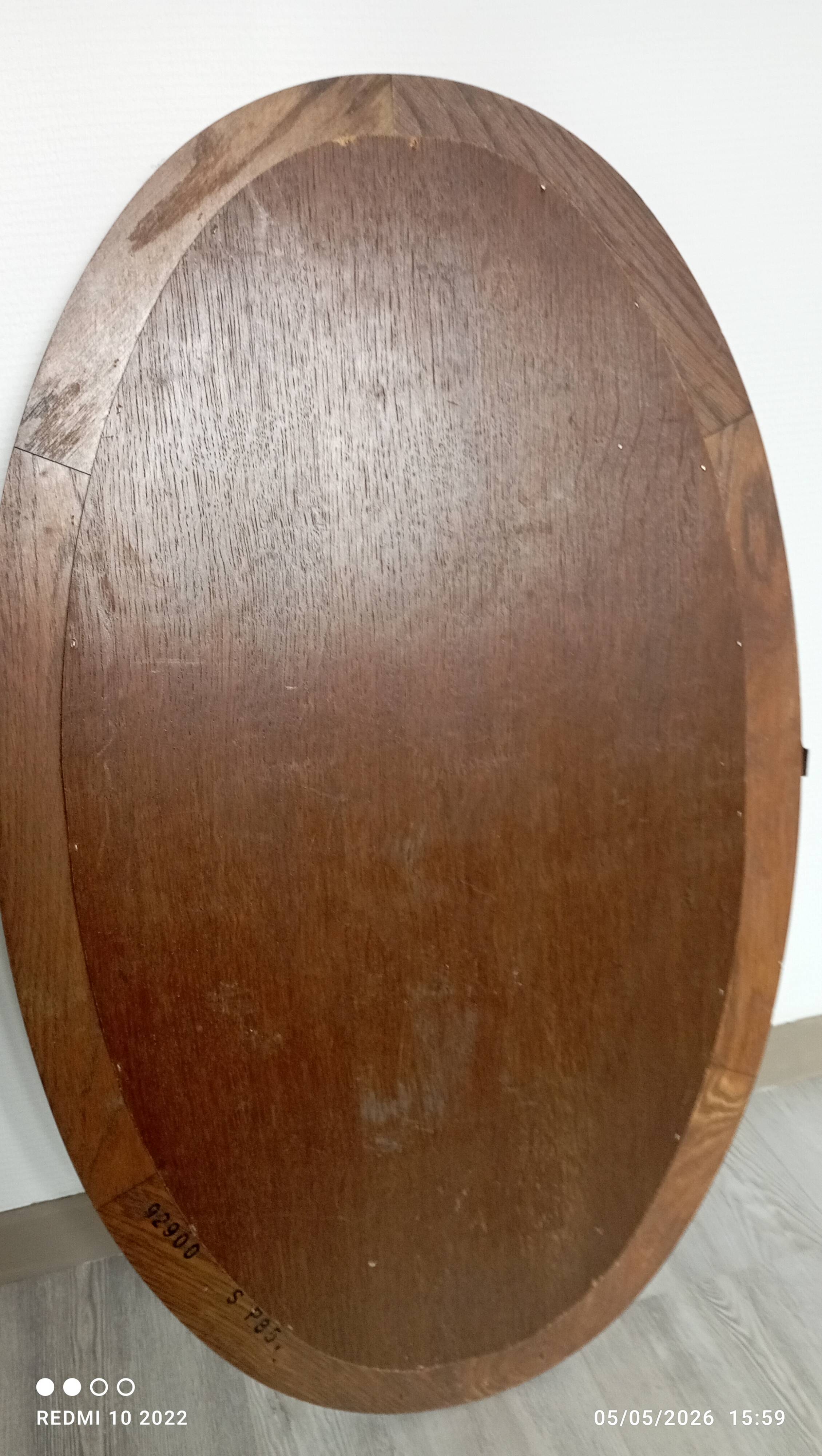 Miroir ovale bois vintage