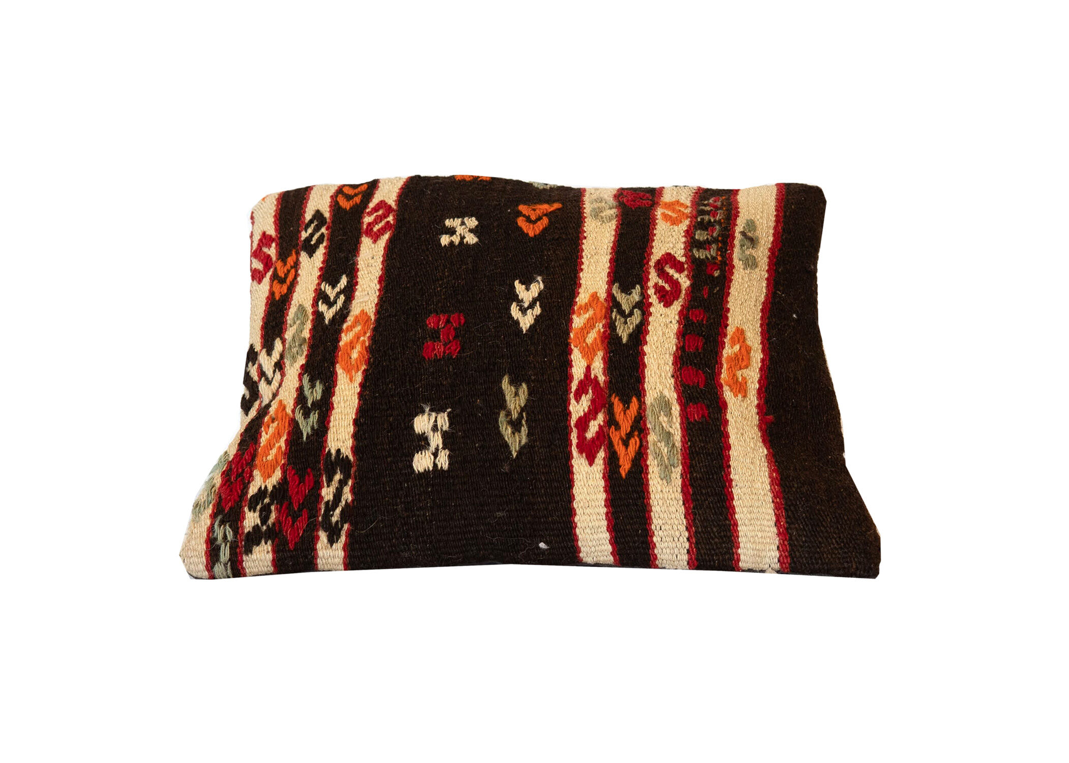 Black cream wool kilim cushion cover hand made scatter pillow