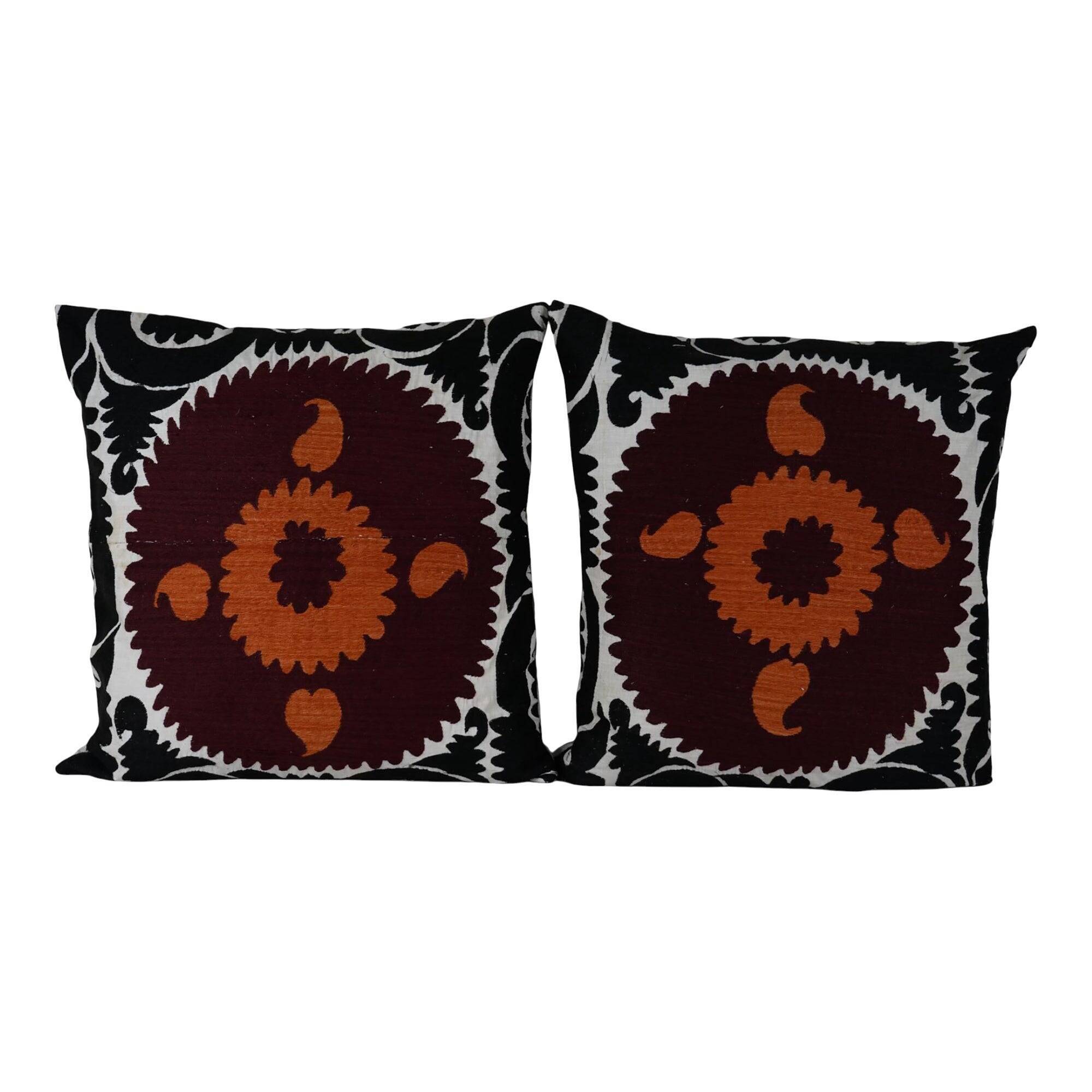 Set of 2 vintage embroidered cushion covers 66x71 cm