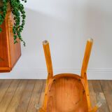 Baumann bistro chair in blond oak and red leatherette, 1950