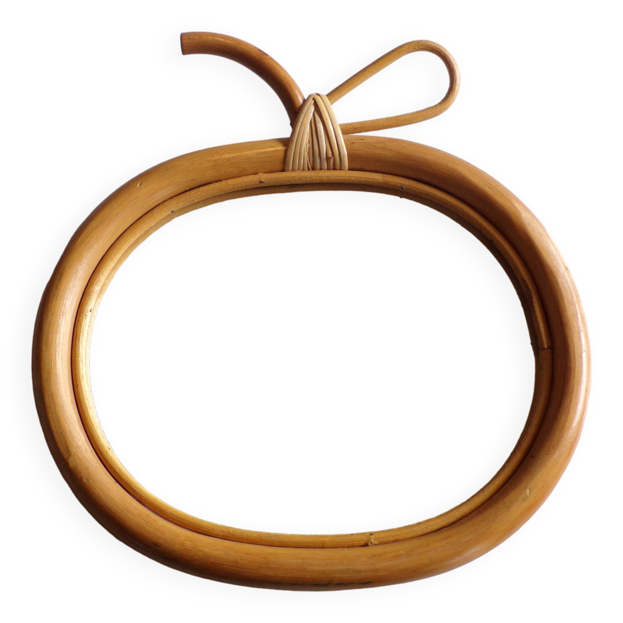 Vintage rattan apple mirror