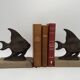 Vintage French Art Deco Fish Book Ends - Marble and Spelter Bookends