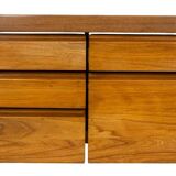 Pierre Chapo. Low chest of drawers in blond elm. Circa 1970.