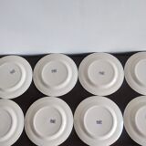Collector art deco Lot 8 vintage dessert plates in ceramic OXFORD BRAZIL blue checkerboard