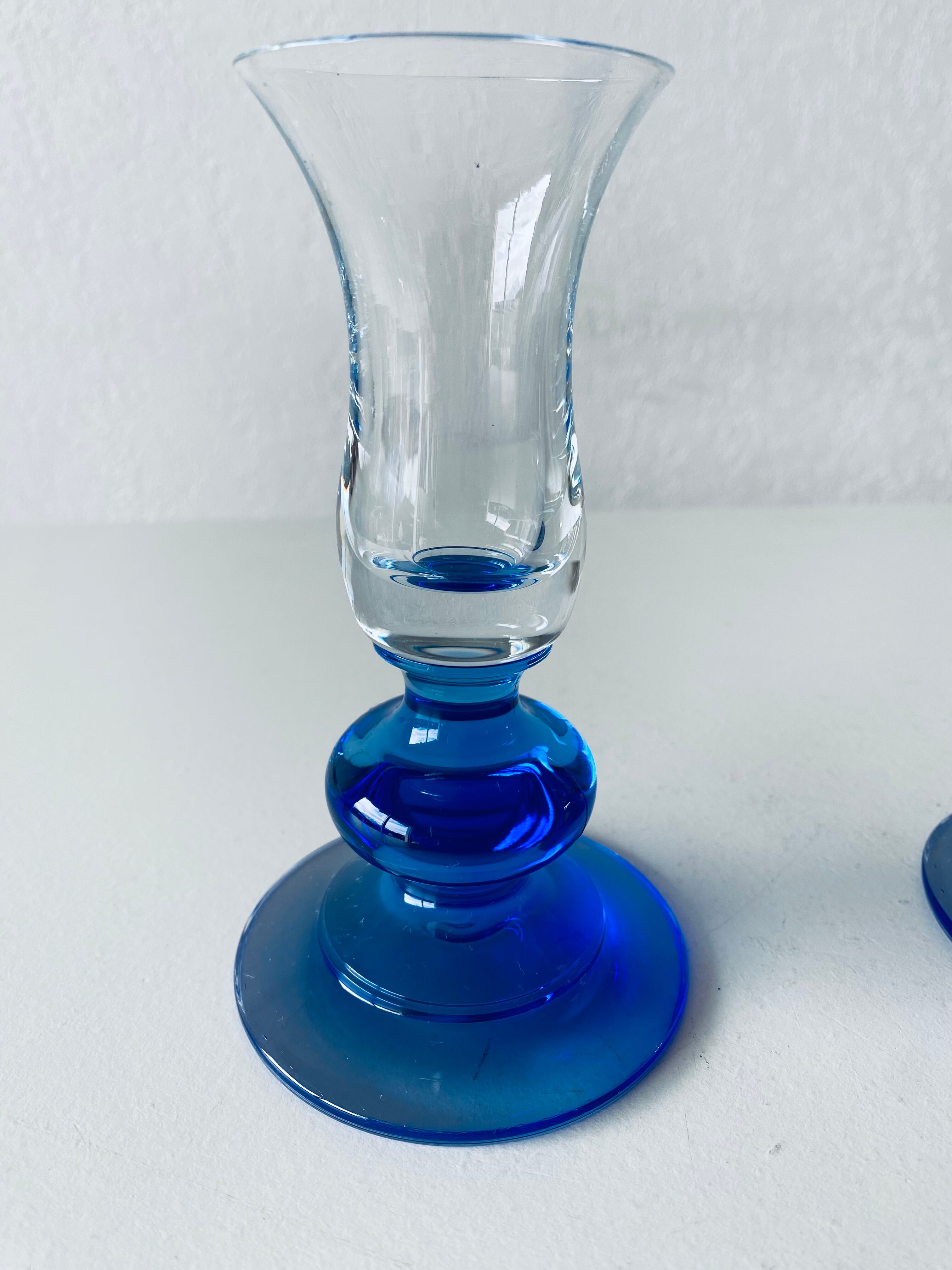 Pair of glass candle holders