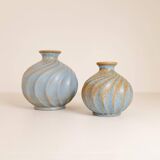 Paire de vases en céramique "Turkos" de style milieu du siècle, Ewald Dahlskog, Bo Fajans, Suède