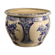 Blue earthenware pot cover