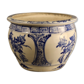 Blue earthenware pot cover