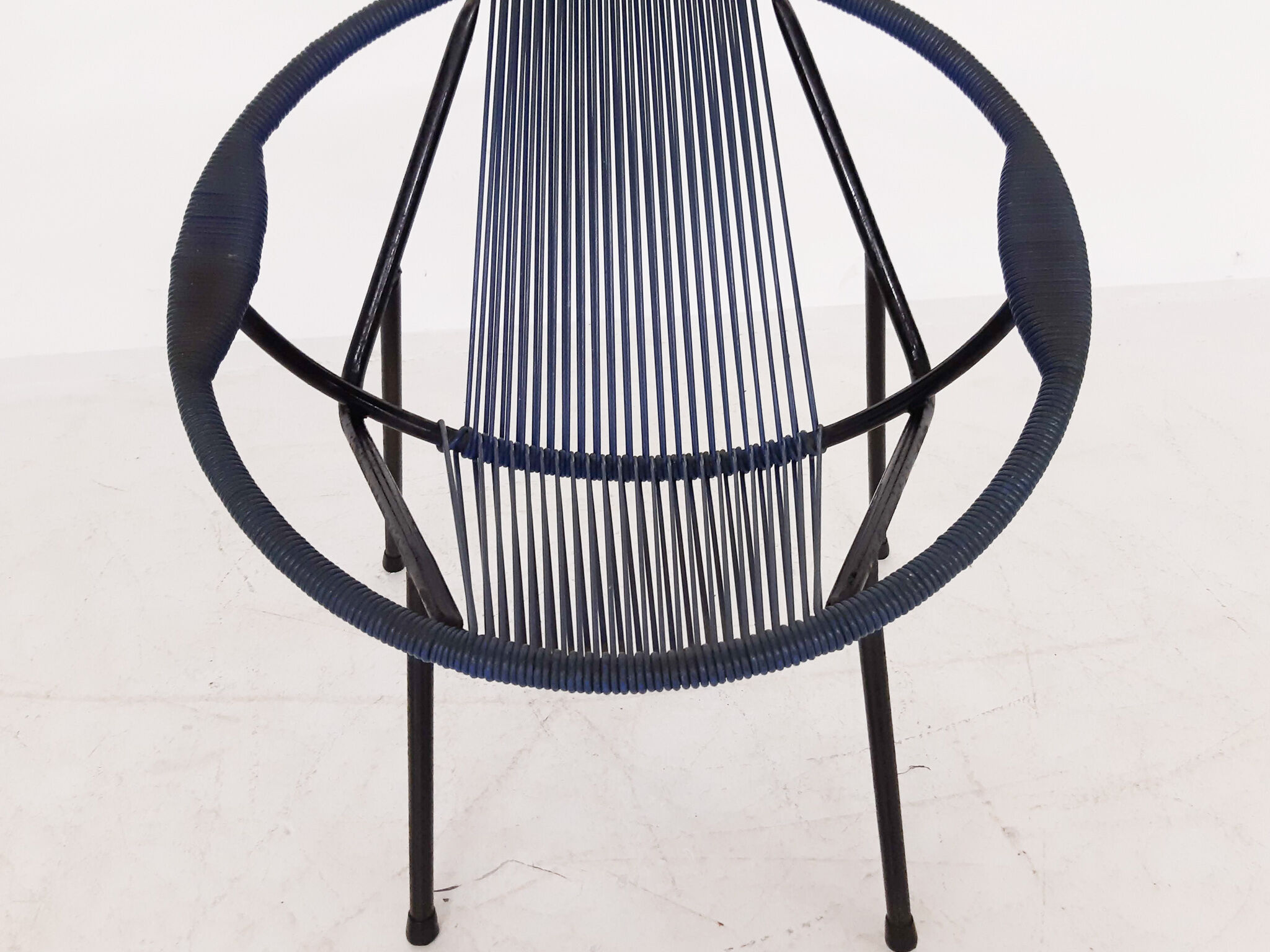 Mid-century plastic thread outdoor club chair