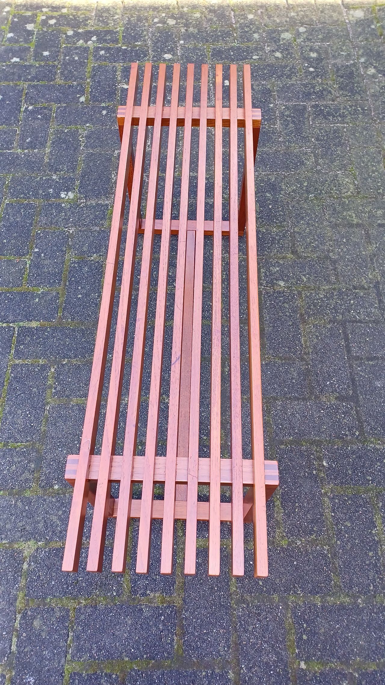 Banc à lattes scandinaves, teck 1970