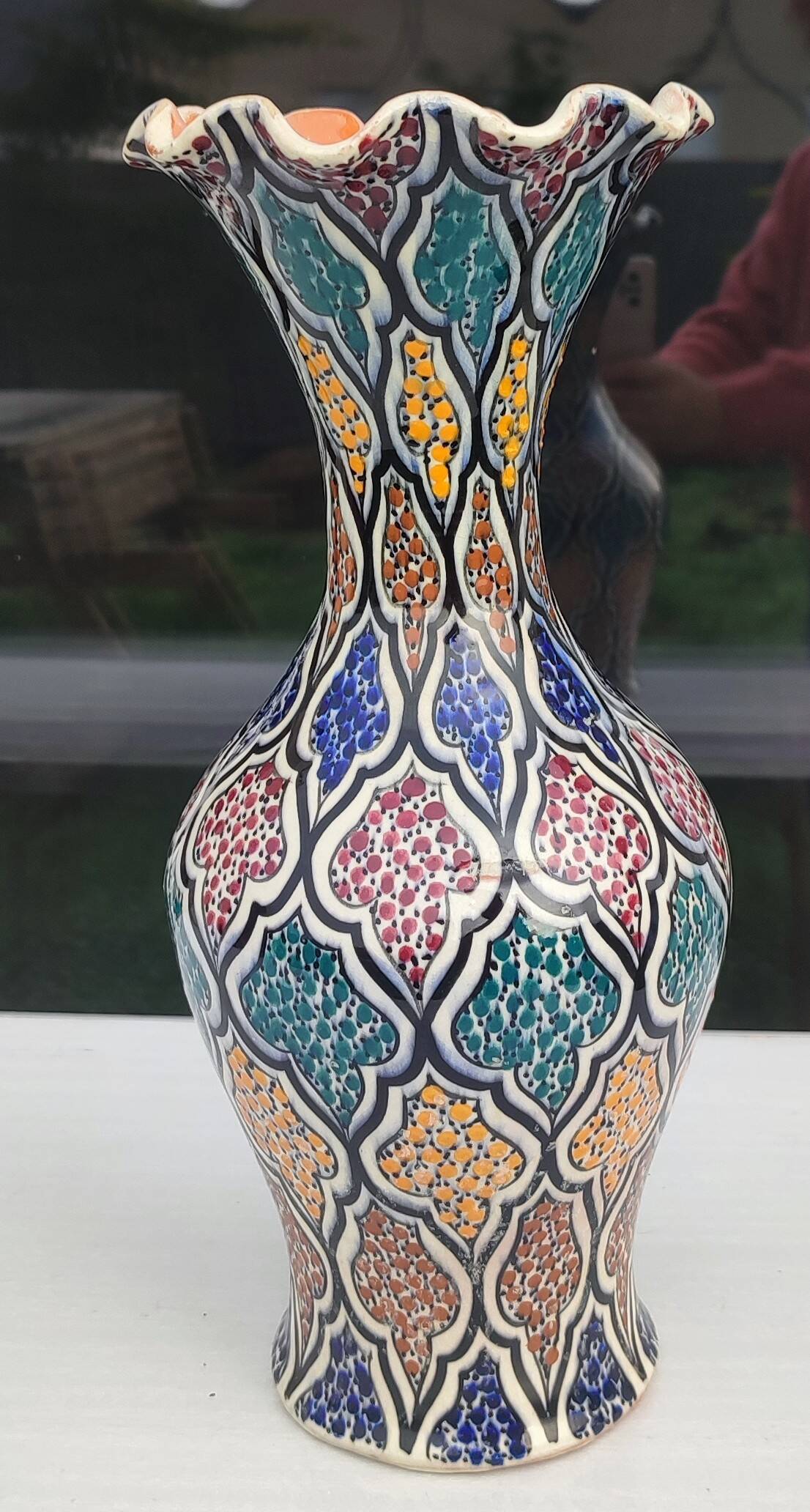Moroccan ceramic vase from Safi - Traditional polychrome decoration