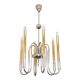 1950s chandelier in brass and chrome-plated brass with 6 lights