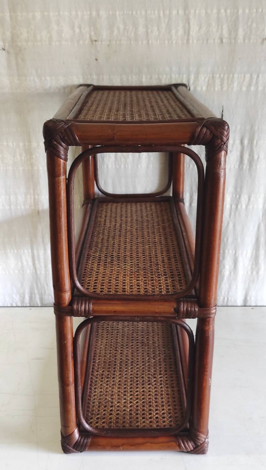 Rattan and cane wall shelf - late 20th century