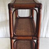 Rattan and cane wall shelf - late 20th century