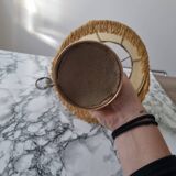 Brass lamp with vintage mother-of-pearl lampshade