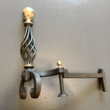 Chenets modernist bronze and cast iron