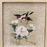 Pair of paintings on silk, China, trendy birds