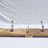 Wooden wall coat rack with 9 double cast iron hooks