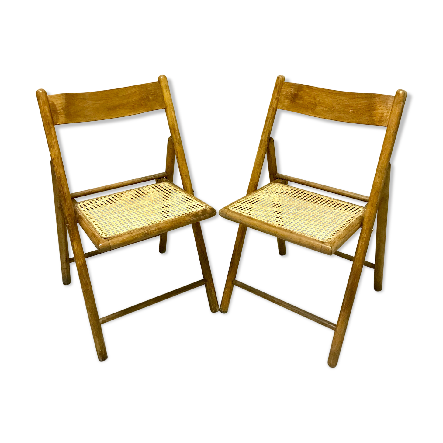 Duo of canned folding chairs