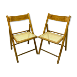 Duo of canned folding chairs
