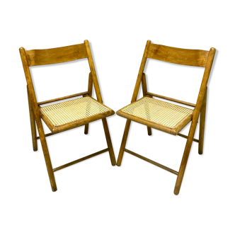 Duo de chaises pliantes cannées