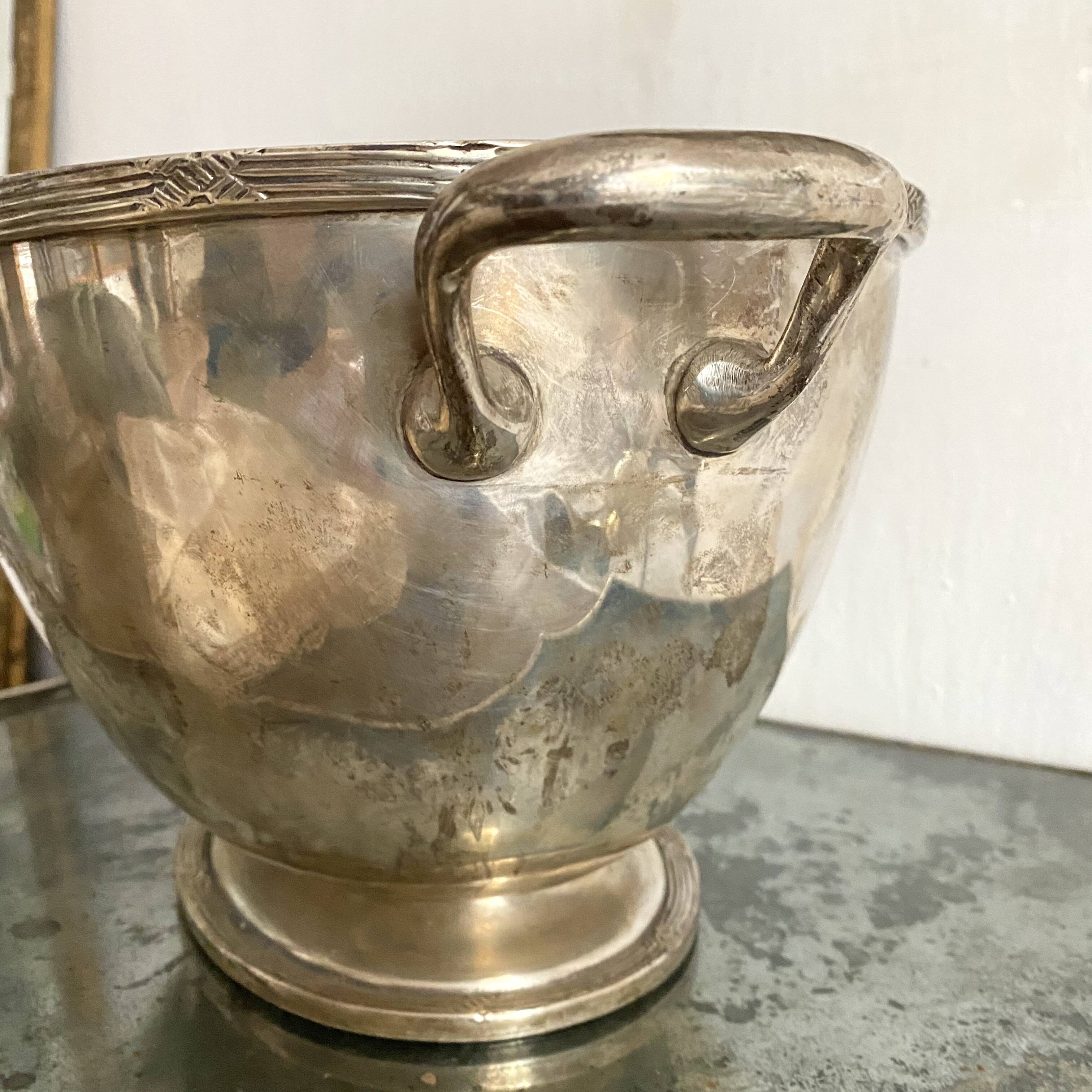 Champagne bucket, engraved silver cooler