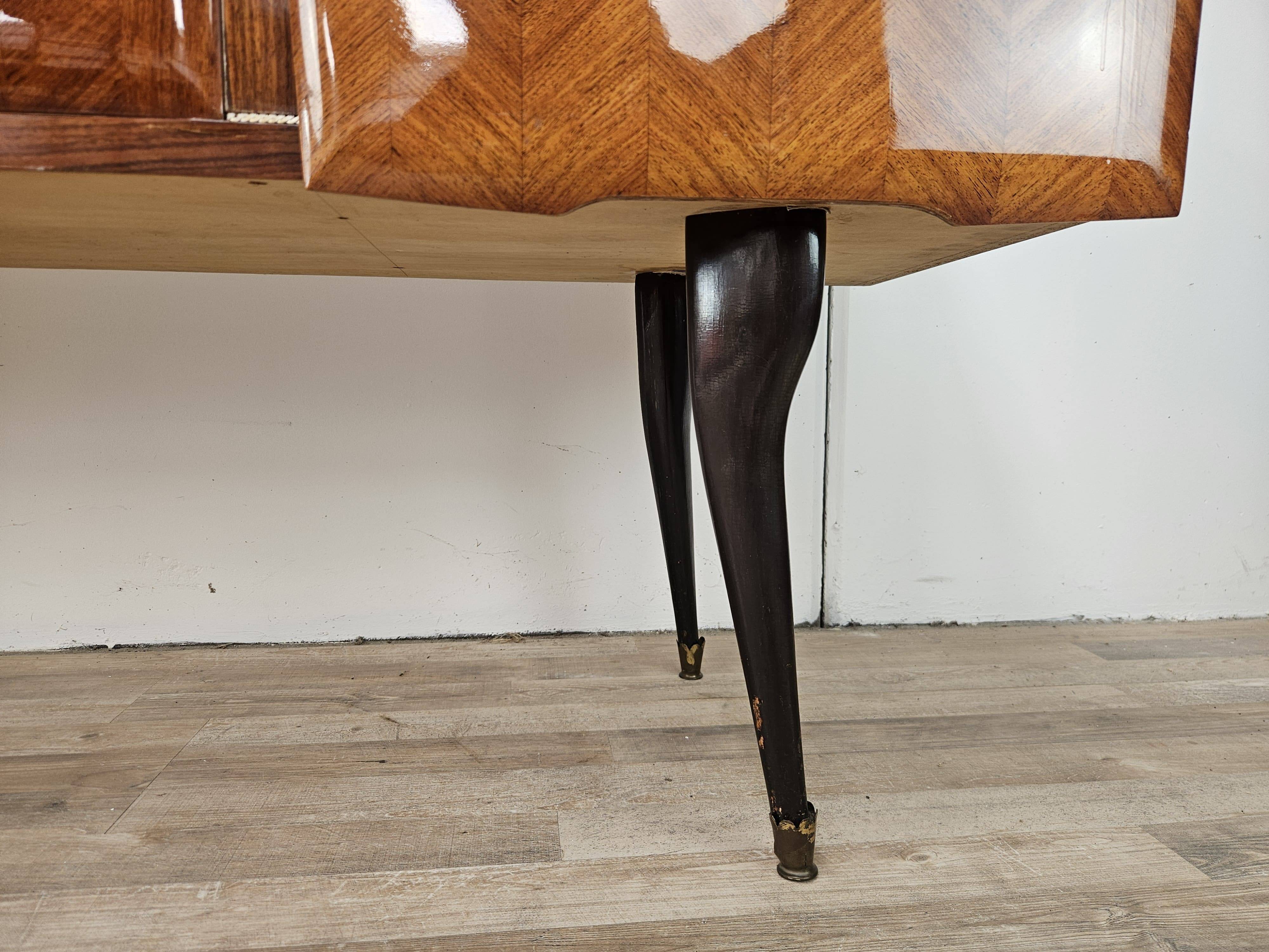 Enfilade en acajou avec plateau en verre