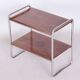 Table d'appoint Bauhaus restaurée, noyer, acier chromé, tchèque, années 1930