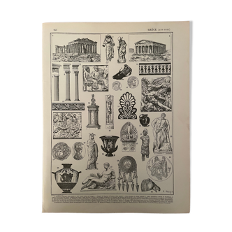 Lithograph engraving on the art of Greece from 1897