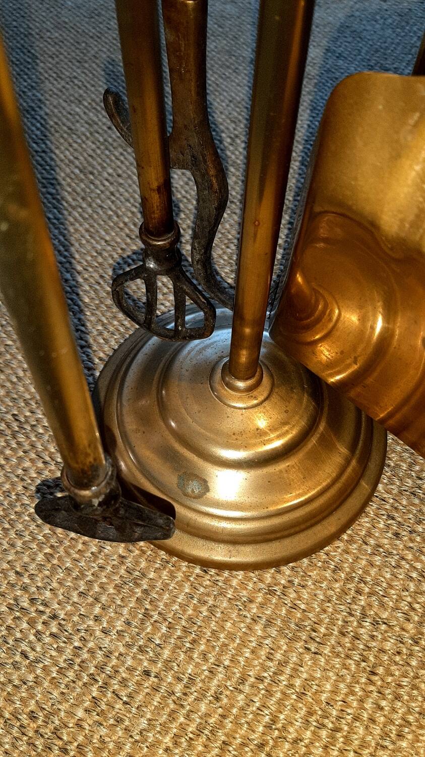 Brass goose head fireplace set