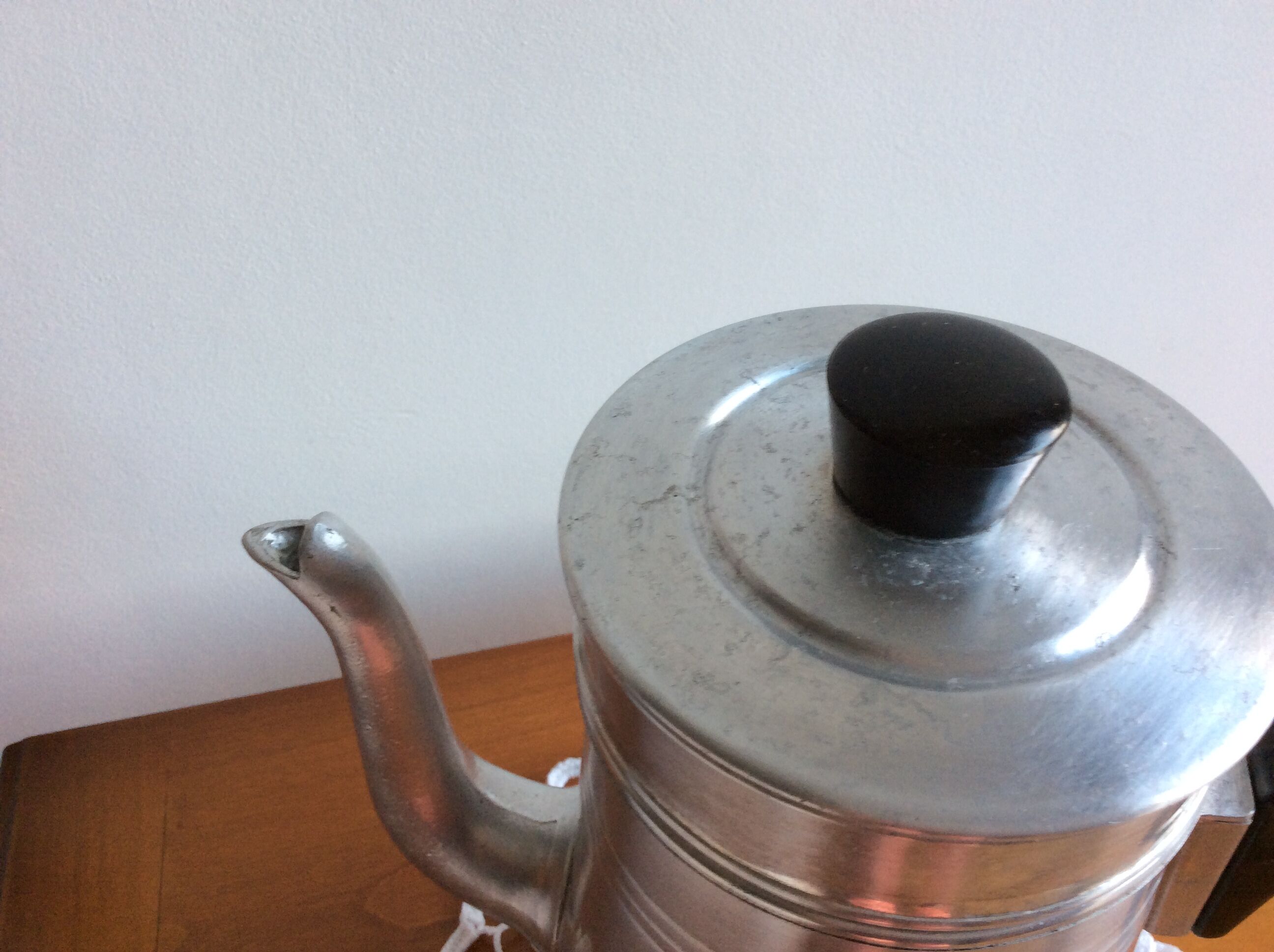 Old complete aluminum coffee maker le trèfle bakelite handle