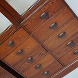 Large Antique Belgian Pitch Pine Apothecary Shop Cabinet / Vitrine, ca 1900